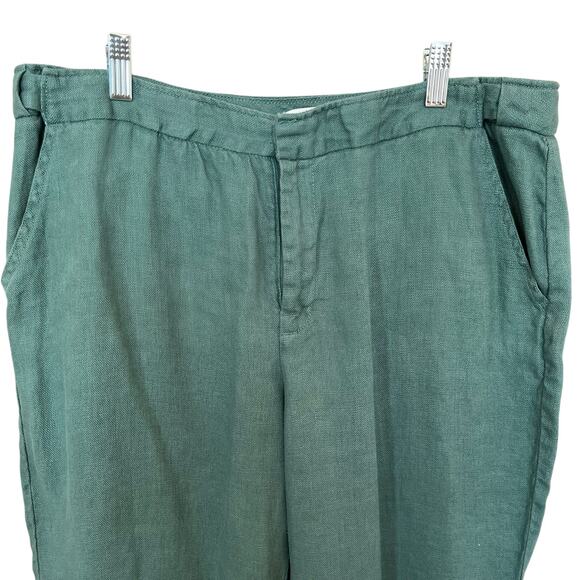 Coldwater Creek Pants Women's Size 14 Green 100% Linen Trouser Work Office Cool - Picture 2 of 13